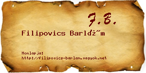 Filipovics Barlám névjegykártya